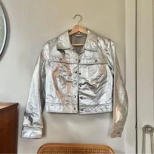 vintage metallic silver leather jacket